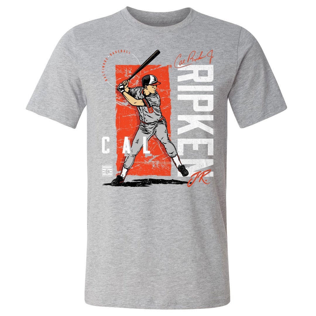 500LVL Cal Ripken Jr. Men's Cotton T-Shirt - Baltimore Baseball Cal Ripken Jr. Baltimore Sketch Wht