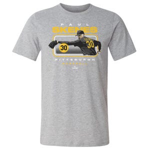 Paul Skenes Men&#39;s Cotton T-Shirt - Pittsburgh Baseball Paul Skenes Pittsburgh Headline WHT