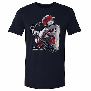 Lane Thomas Men&#39;s Cotton T-Shirt - Cleveland Baseball Lane Thomas Cleveland Bitmap WHT