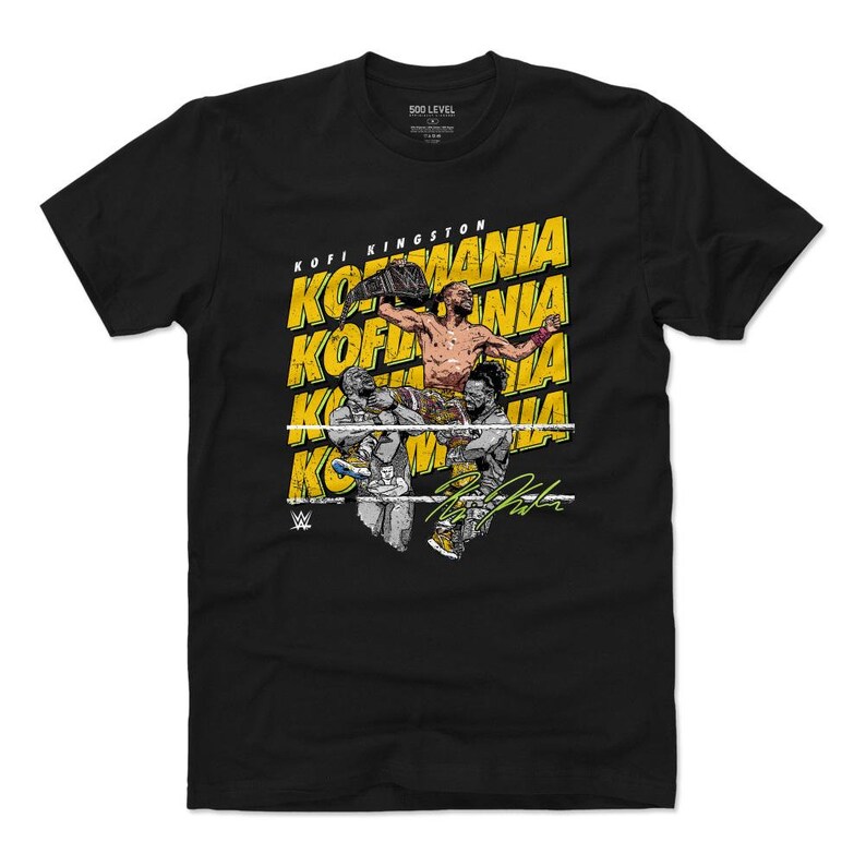 Superstars WWE Kofi Kingston Kofimania Celebration WHT Kofi Kingston Men/'s Cotton T-Shirt