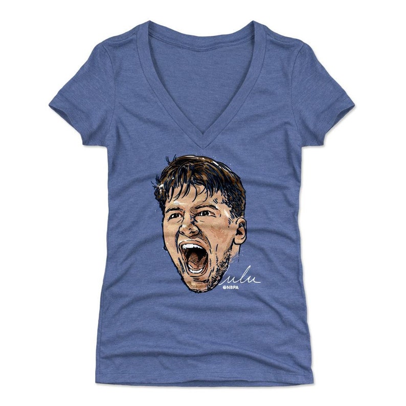 Luka Doncic Women/'s V-Neck T-Shirt Dallas Basketball Luka Doncic Scream WHT