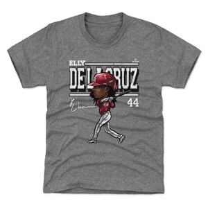 Camiseta infantil Elly De La Cruz - Béisbol de Cincinnati Elly De La Cruz Cincinnati Dibujos animados WHT