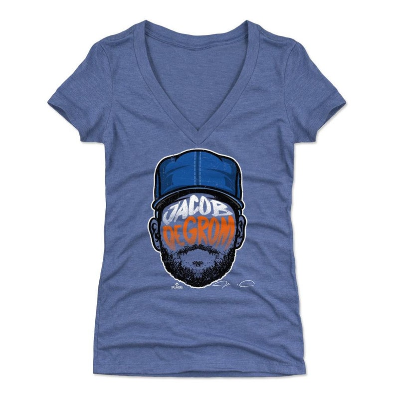 New York M Baseball Jacob deGrom Player Silhouette WHT Jacob deGrom Women/'s V-Neck T-Shirt