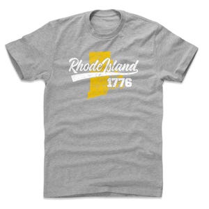 Rhode Island Men&#39;s Cotton T-Shirt - Rhode Island Lifestyle Rhode Island State Map Script WHT