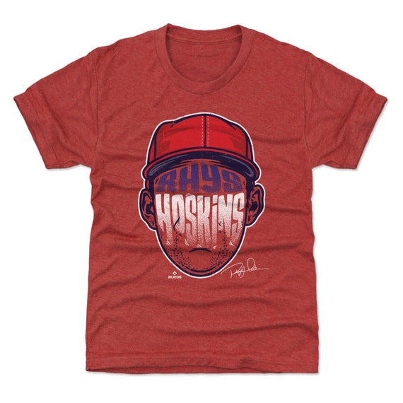 500LVL Rhys Hoskins Kids T-Shirt - Philadelphia Baseball Rhys Hoskins Philadelphia Player Silhouette Wht