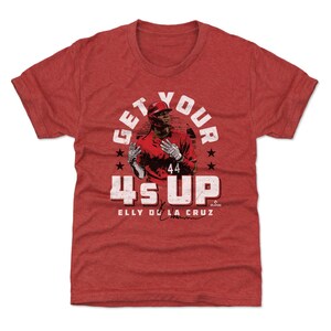 Camiseta infantil Elly De La Cruz - Béisbol de Cincinnati Elly De La Cruz Cincinnati 4's Up WHT