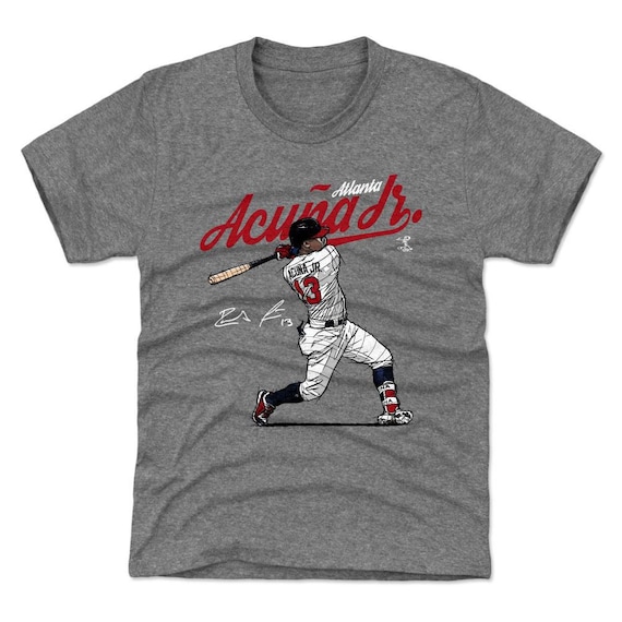 500LVL Ronald Acuna Jr. Kids T-Shirt - Atlanta Baseball Ronald Acuna Jr. Score R Wht