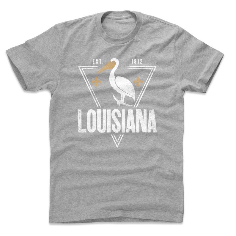 Louisiana Lifestyle Louisiana Established Triangle WHT Louisiana Men/'s Cotton T-Shirt