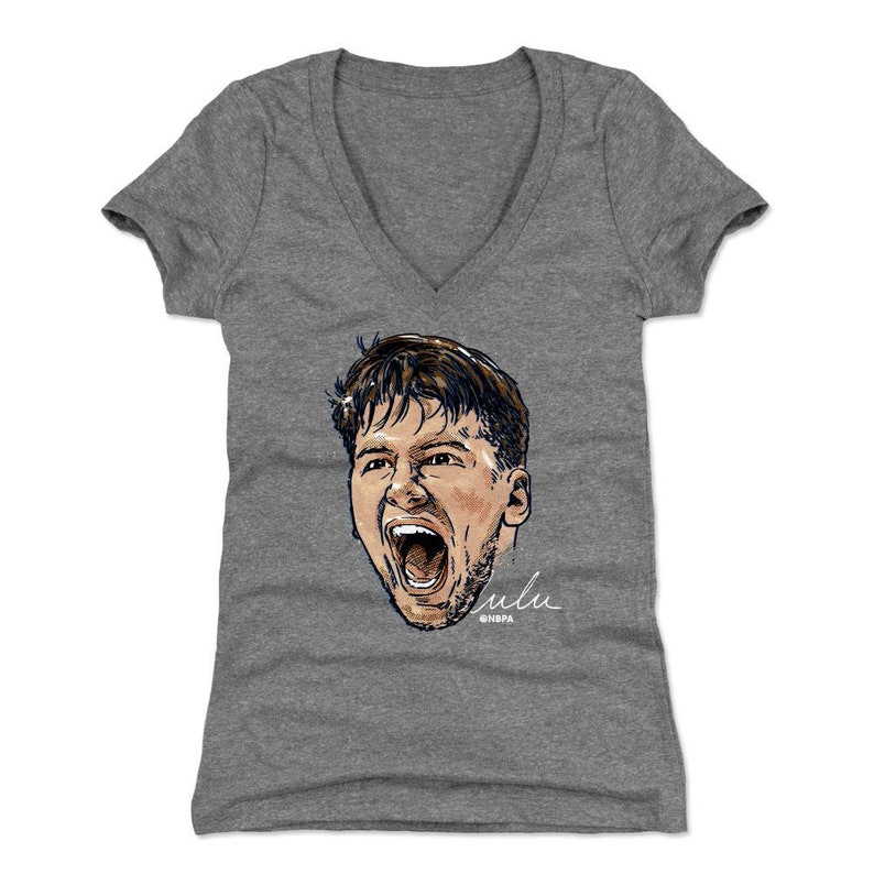Luka Doncic Women/'s V-Neck T-Shirt Dallas Basketball Luka Doncic Scream WHT