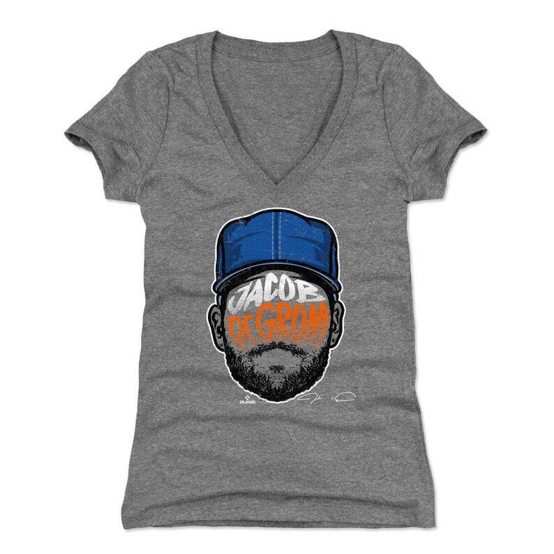 New York M Baseball Jacob deGrom Player Silhouette WHT Jacob deGrom Women/'s V-Neck T-Shirt