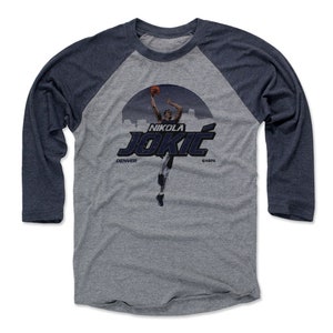 Nikola Jokic Men&#39;s Baseball T-Shirt - Denver Basketball Nikola Jokic Skyline