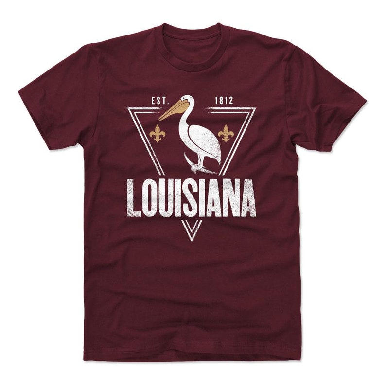 Louisiana Lifestyle Louisiana Established Triangle WHT Louisiana Men/'s Cotton T-Shirt