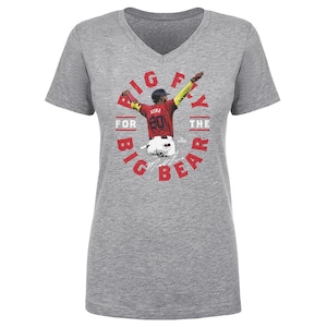 Marcell Ozuna Women&#39;s V-Neck T-Shirt - Atlanta Baseball Marcell Ozuna Atlanta Big Fly WHT
