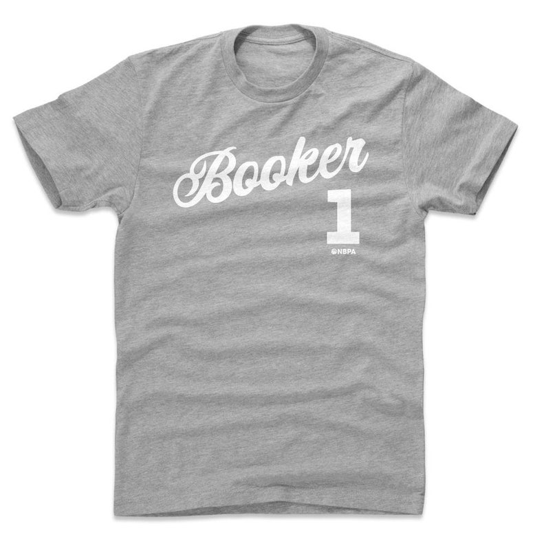 Devin Booker Men/'s Cotton T-Shirt Phoenix Basketball Devin Booker Phoenix Script WHT