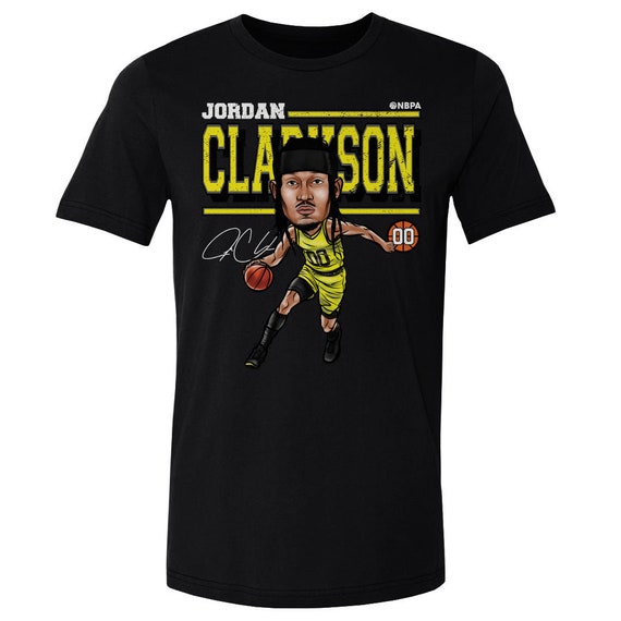 Jordan Clarkson Men's Cotton T-Shirt Utah Basketball Jordan Clarkson Utah  Cartoon WHT