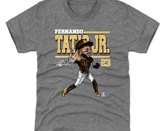 Fernando Tatis Jr. Kids T-Shirt - San Diego Baseball Fernando Tatis Jr Cartoon WHT