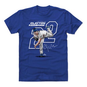 Clayton Kershaw Men&#39;s Cotton T-Shirt - Los Angeles Baseball Clayton Kershaw Offset W WHT