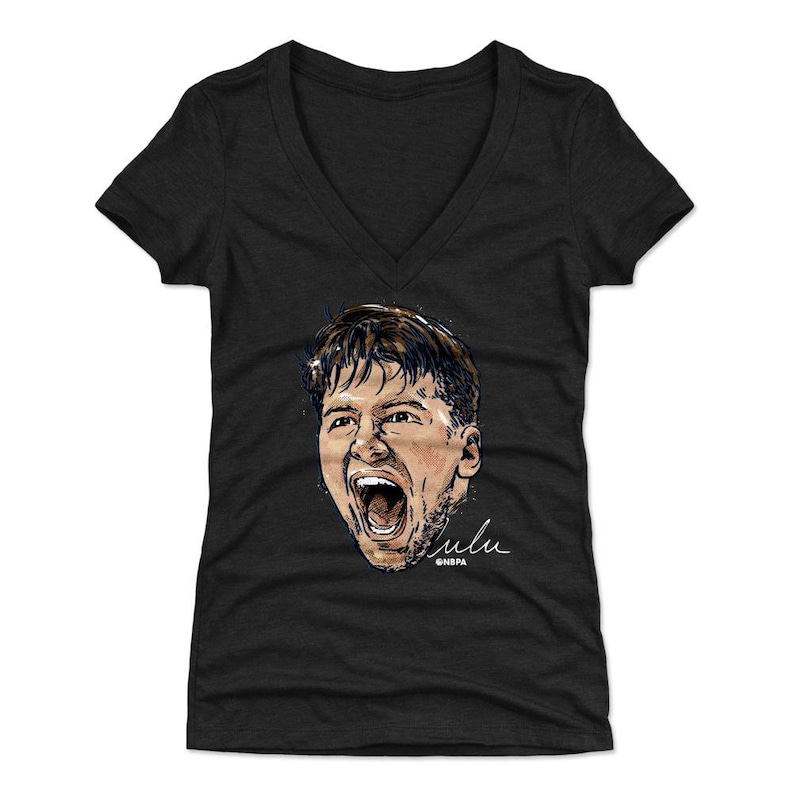 Luka Doncic Women/'s V-Neck T-Shirt Dallas Basketball Luka Doncic Scream WHT