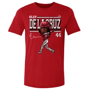 Camiseta de algodón para hombre de Elly De La Cruz - Béisbol de Cincinnati Elly De La Cruz Cincinnati Cartoon WHT