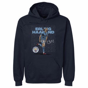 Erling Haaland Men&#39;s Hoodie - Manchester Premier League Erling Haaland Manchester City Design WHT