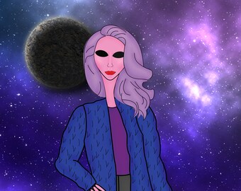 Alien fashion illustration / alien illustration /Alien Art/ Green Alien / Alien Artwork / Alien Drawing / Alien Print / Fashion Illustration