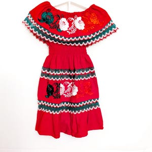 Mexican Baby Toddler Girl Dress Embroidered Handmade Tricolor Dress, 5 de Mayo Baby Dress, Mexican Girl Dress, Vestido Mexicano para niña.