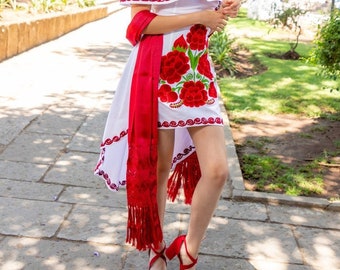Long Shawl Mexican, Reboso Artesanal Mexicano, Accesory Mexican Fiesta, Chal Típico tradicional Mexicano, Mexican Wedding Accessory, Shawl