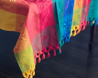 Mexican Table Cloth, Mantel Azteca Mexicano, Mexican Azteca Table Cloth,