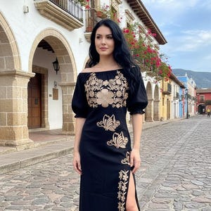 Handmade Mexican Embroidered Dress, Floral Fiesta Dress - Etsy Handmade Mexican Embroidered Dress, Floral Fiesta Dress - Etsy