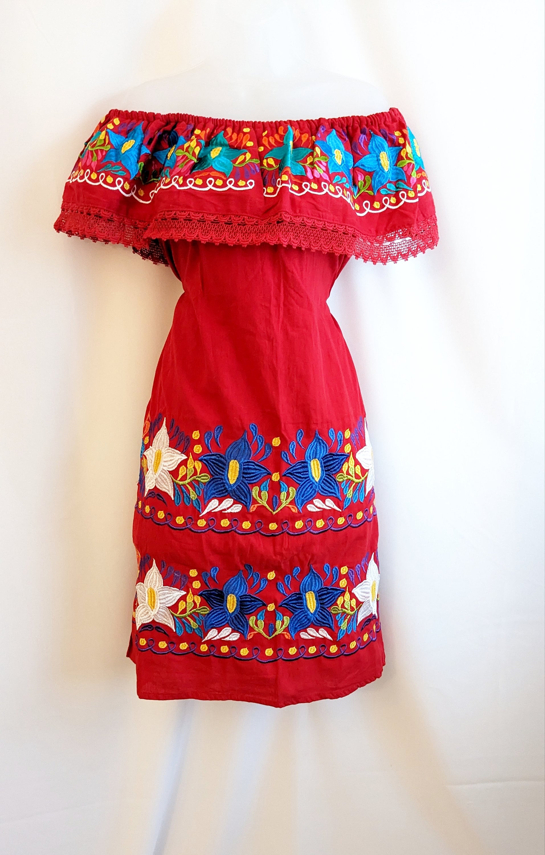 plus size off the shoulder mexican dress Women'S Mexican Dress Summer Floral Print Off the Shoulder Sleeveless Beach  Long Maxi Dress Black & Red S