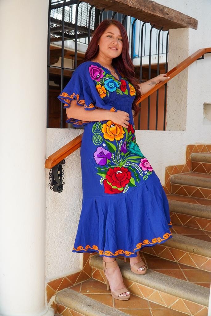 floral embroidered frill maxi dress product info and reviews Erica Blush Floral Embroidered Maxi Dress – Frock and Frill main image 1