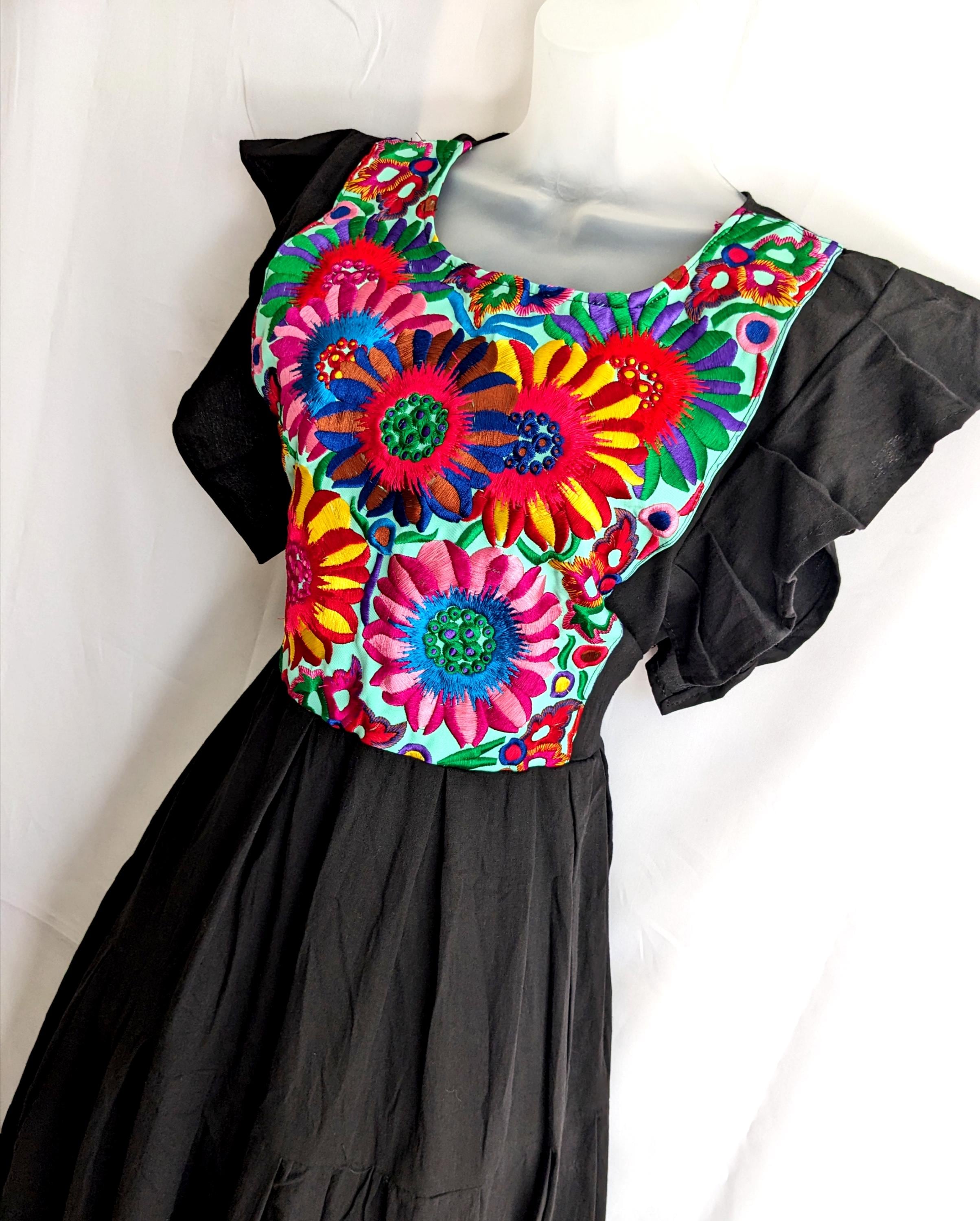 Long Mexican Dress, Vestido Tradicional Mexicano, Ruffle Mexican Dress, Vestido 5 de Mayo, Vestido Fiesta Mexicana, Mexican Fiesta Dress,
