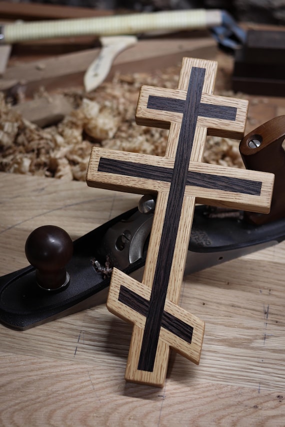 White Oak and Wenge Orthodox Wall Cross - Etsy Denmark