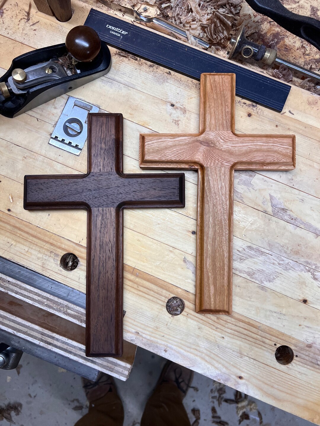 Wooden Christian Wall Cross Walnut and Cherry Etsy