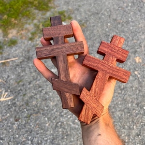 Walnut Orthodox Handheld Cross
