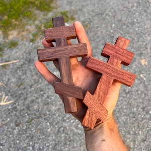 Walnut Orthodox Handheld Cross