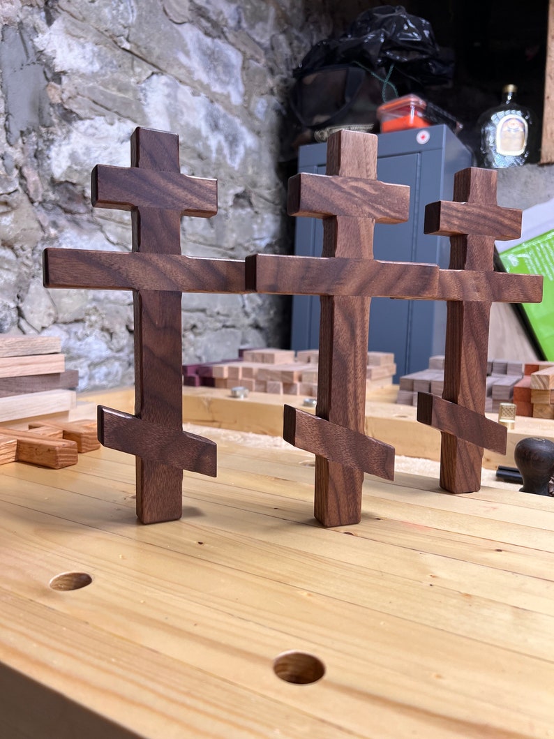 Walnut Wooden Orthodox Wall Cross Etsy