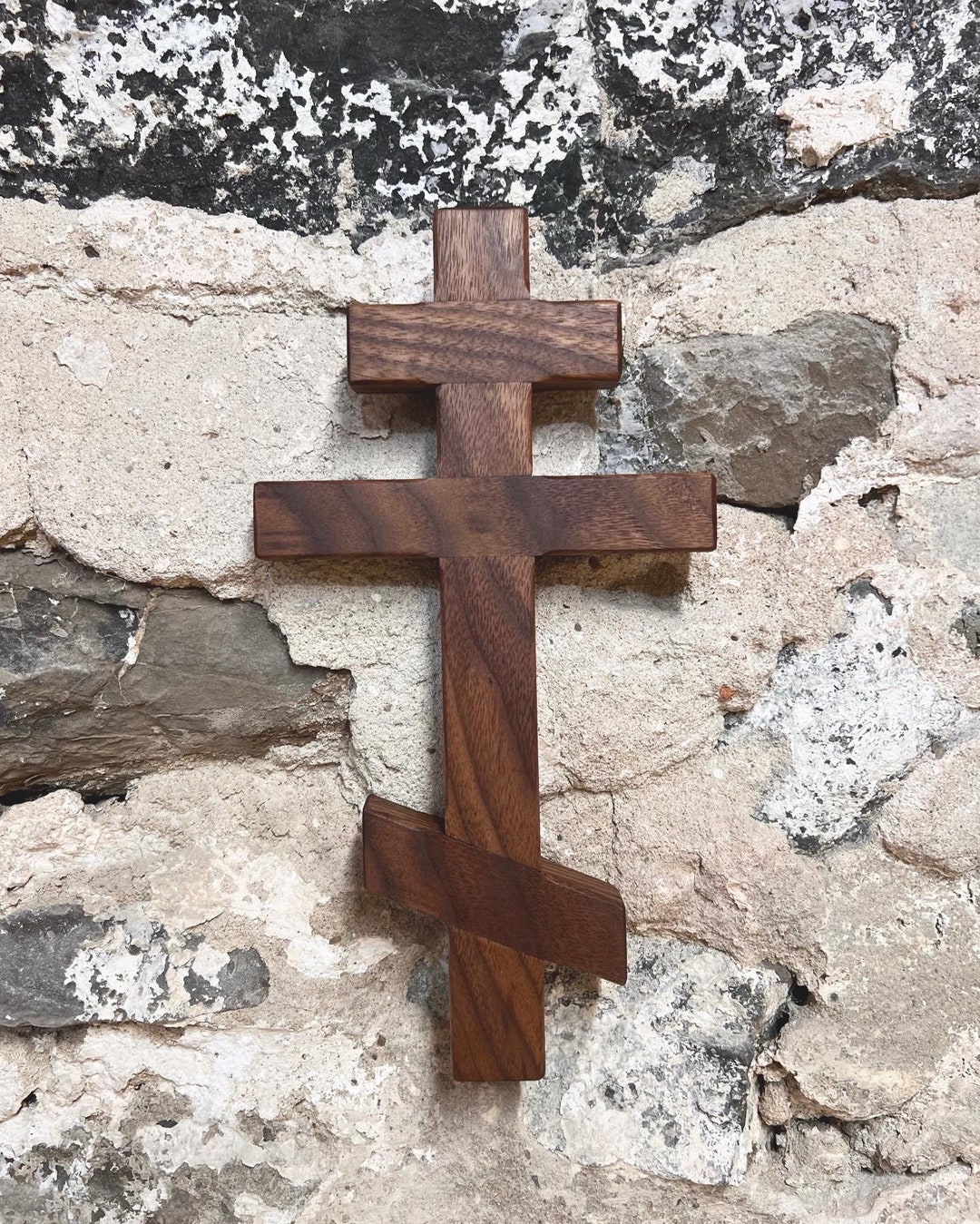 Walnut Wooden Orthodox Wall Cross Etsy