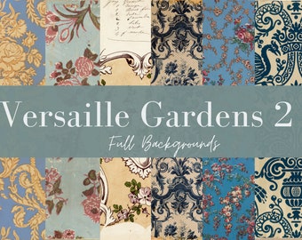 Versailles Gardens 2 - Floral, Fabric, Wallpaper, Garden Design Elements and Background Images for Journals, Planners, Scrapbooks, Decoupage