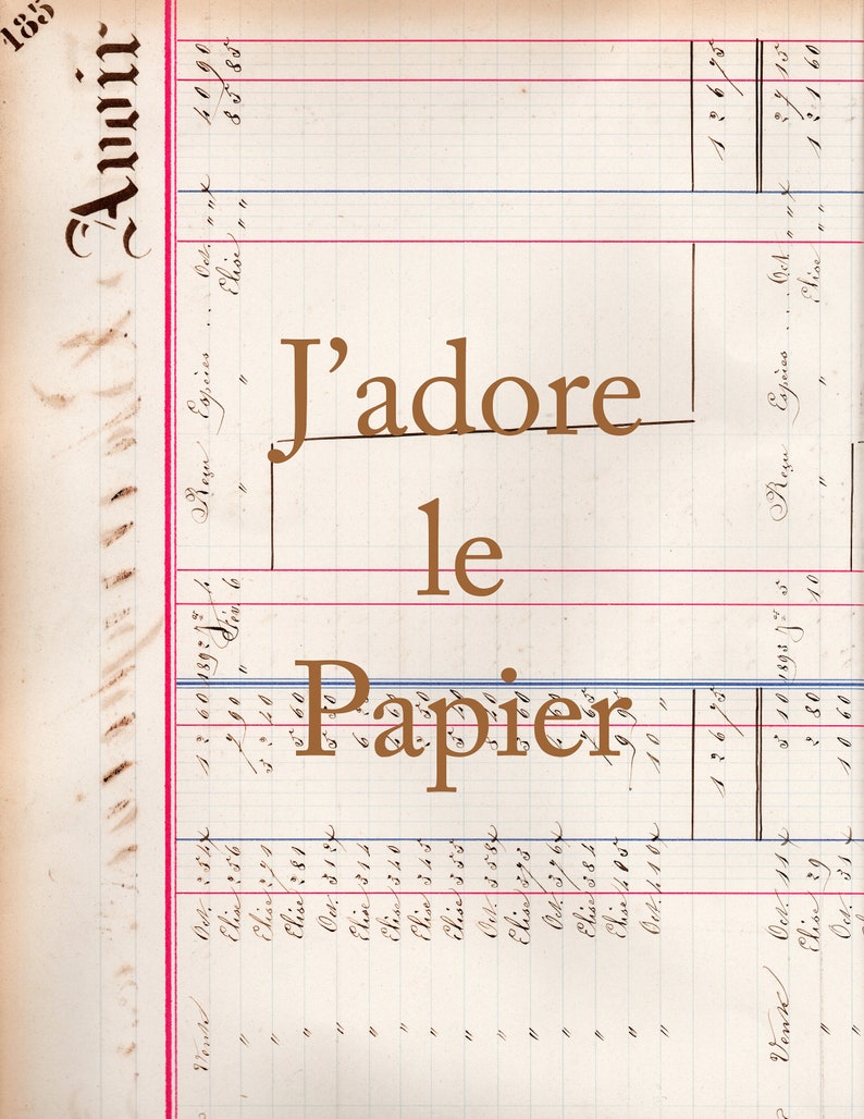 Antique French Ledger Papers Instant Digital Download for Etsy