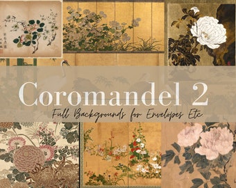Coromandel Digital Paper Kit: Antique Floral Art Backgrounds (Digital Download)