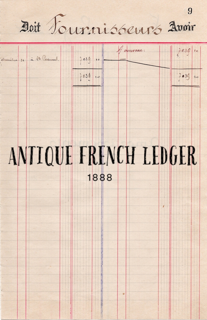Antique French Ledger Papers Instant Digital Download for Etsy