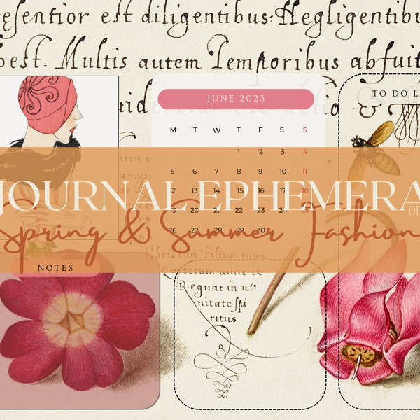 1920s Spring Summer French Fashion Plates, Calendars, Calligraphy Pages for Journals, Planners, Notebooks, Decoupage, Stickers, Stationery