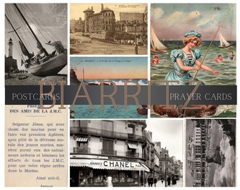 Biarritz Seaside Postcards & Prayer Cards: Vintage Ephemera (Digital Set)