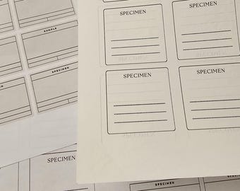 Digital Specimen Cards and Tags for Journals, Scrapbooks (PDF, PNG)