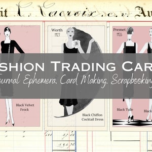 Vintage Fashion Trading Cards Digital Kit - Journal Ephemera, Scrapbooking, Versieringen, Cadeaukaarthouders, Feestartikelen, DIY Briefpapier
