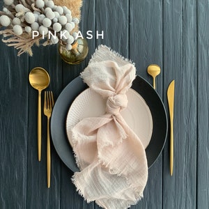 Pink Ash cheesecloth napkins, rustic wedding gauze napkin, cloth napkins bulk for Wedding table decoration, napkins cheese cloth country set