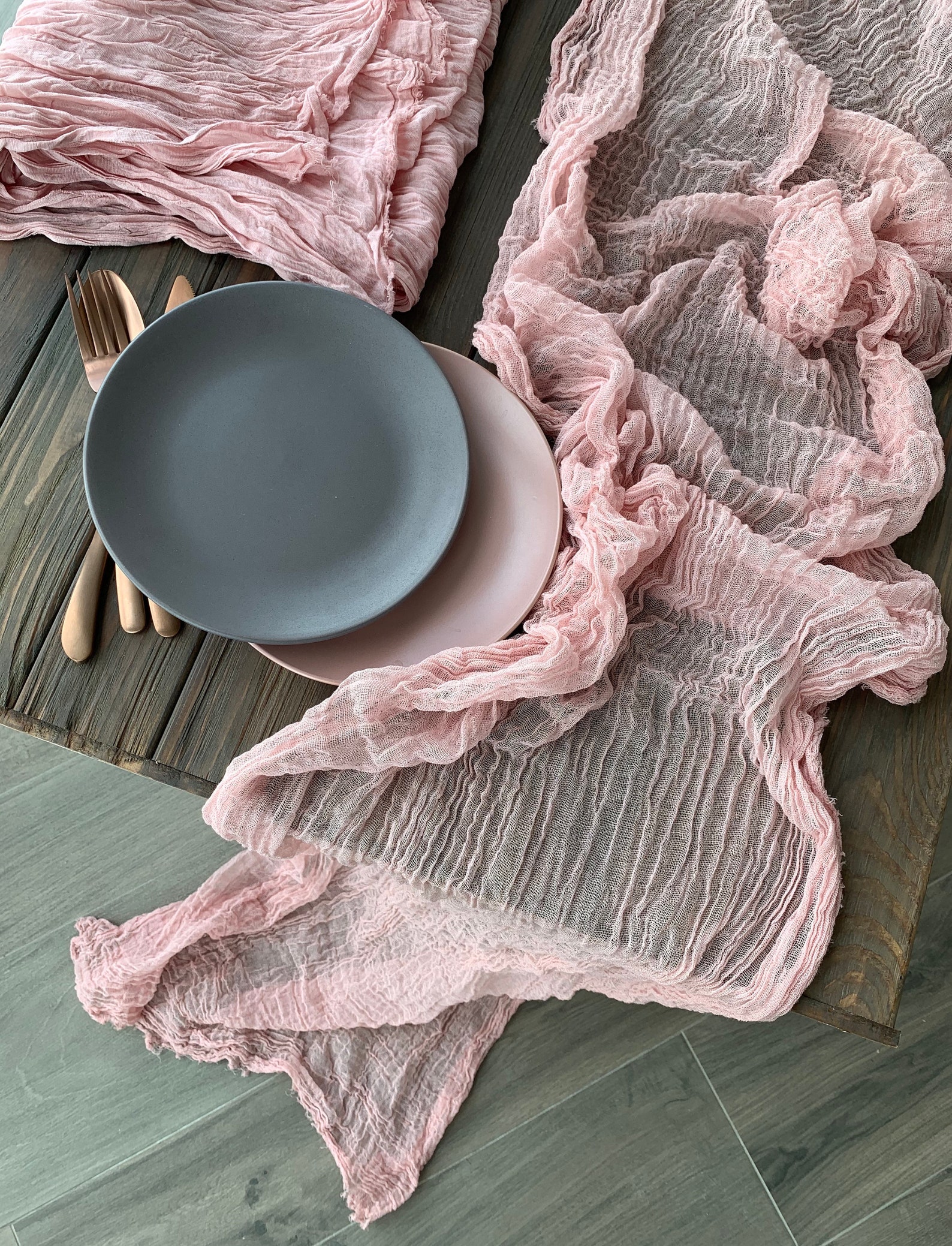 Vintage Pink table runner as rustic table cloth narrow table Etsy