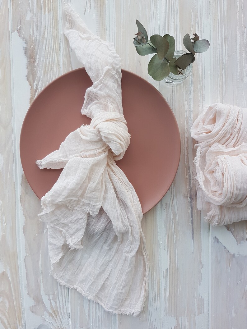 Ivory Pink Rustic Gauze Napkins for Wedding Decorations Blush Etsy