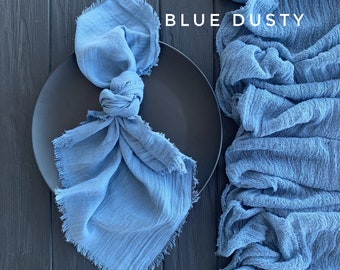 Blue dusty color cheese cloth napkins, Set custom dyed gauze cloth dinner napkins , Cotton napkins country wedding, cheesecloth napkins bulk